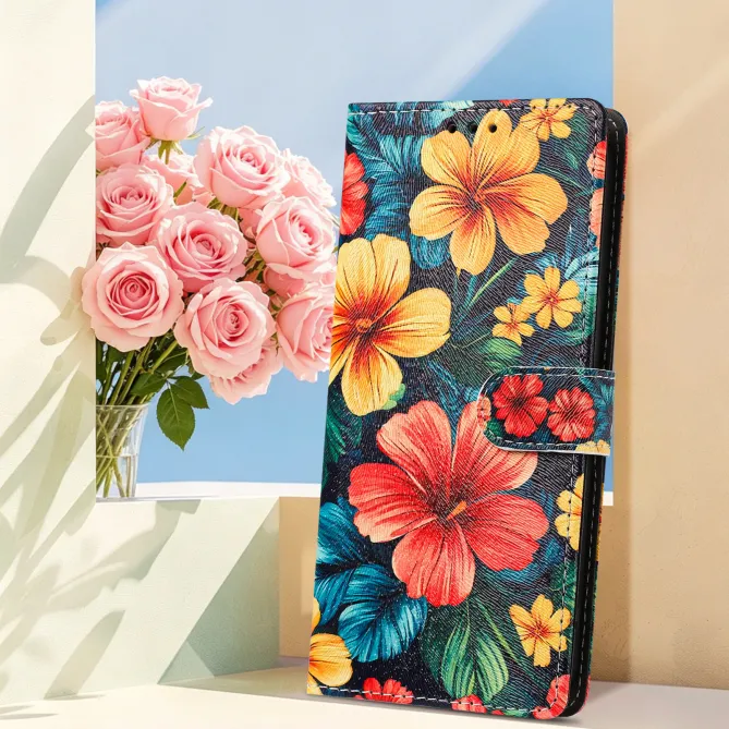Housse Xiaomi 17T Pro Hibiscus Tropical Rabat Simili Cuir Dragonne