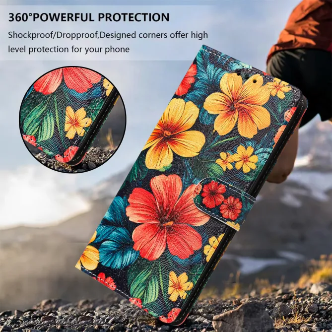 Housse Xiaomi 17T Pro Hibiscus Tropical Rabat Simili Cuir Dragonne