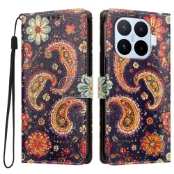 Housse Xiaomi 17T Pro Paisley Bohème Rabat Simili Cuir Dragonne
