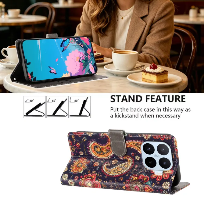 Housse Xiaomi 17T Pro Paisley Bohème Rabat Simili Cuir Dragonne