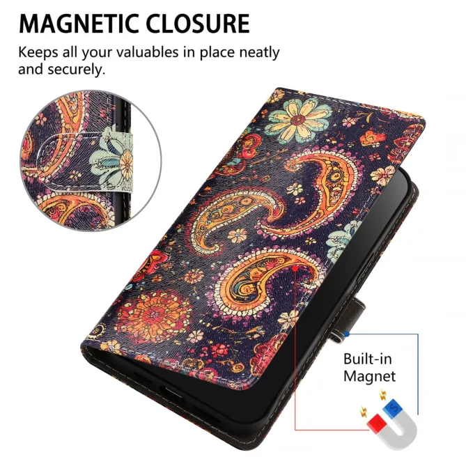 Housse Xiaomi 17T Pro Paisley Bohème Rabat Simili Cuir Dragonne