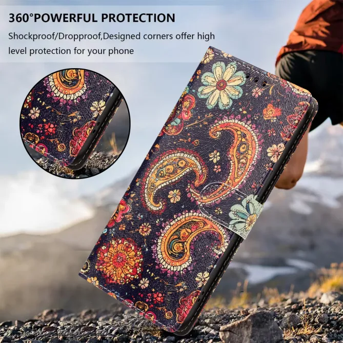 Housse Xiaomi 17T Pro Paisley Bohème Rabat Simili Cuir Dragonne