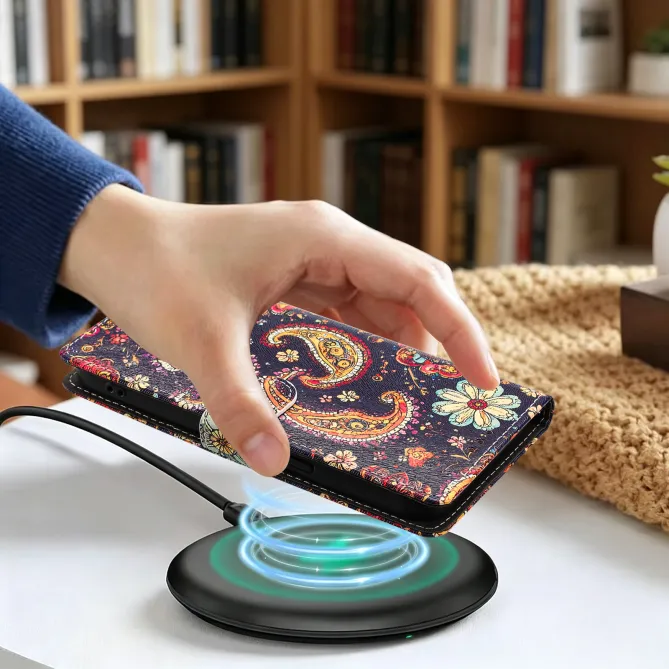 Housse Xiaomi 17T Pro Paisley Bohème Rabat Simili Cuir Dragonne