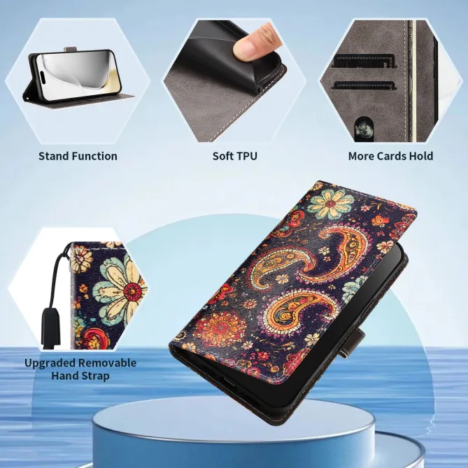 Housse Xiaomi 17T Pro Paisley Bohème Rabat Simili Cuir Dragonne