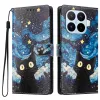 Housse Xiaomi 17T Pro Chat Nuit Étoilée Rabat Simili Cuir Dragonne