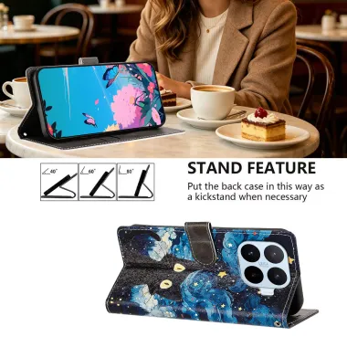Housse Xiaomi 17T Pro Chat Nuit Étoilée Rabat Simili Cuir Dragonne