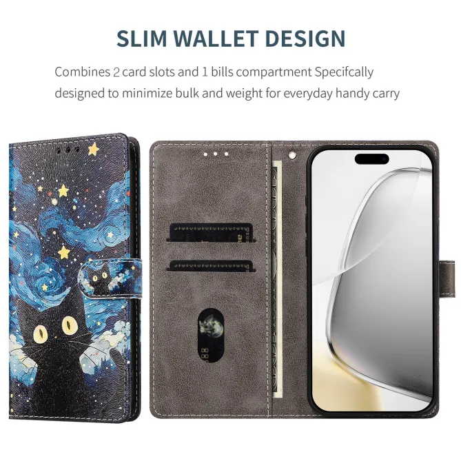 Housse Xiaomi 17T Pro Chat Nuit Étoilée Rabat Simili Cuir Dragonne