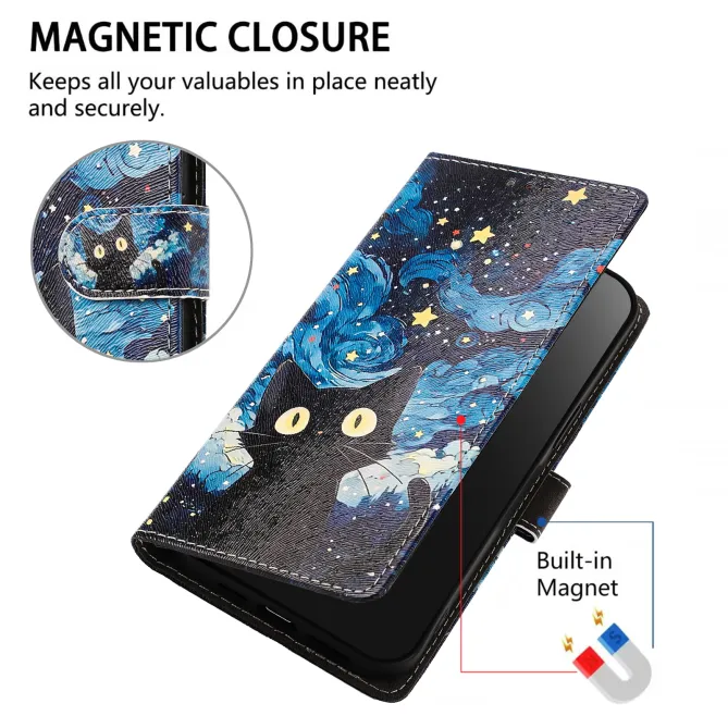Housse Xiaomi 17T Pro Chat Nuit Étoilée Rabat Simili Cuir Dragonne