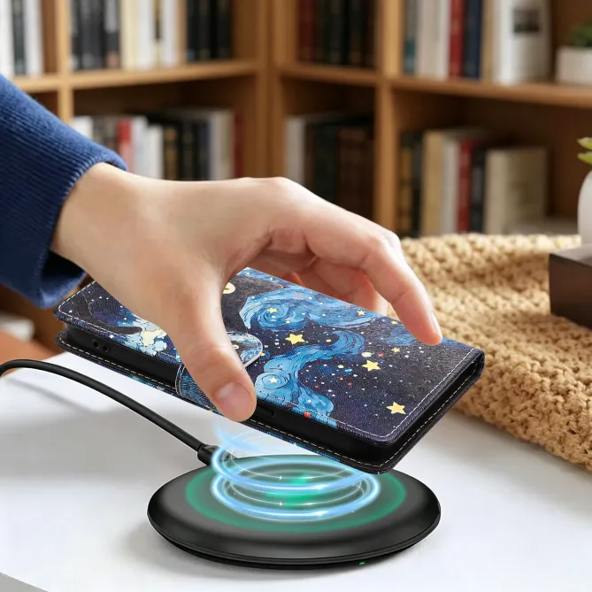 Housse Xiaomi 17T Pro Chat Nuit Étoilée Rabat Simili Cuir Dragonne