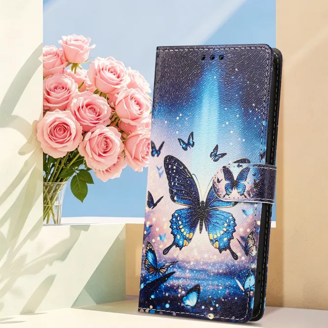 Housse Xiaomi 17T Pro Papillons Bleus Aurore Rabat Simili Cuir Dragonne