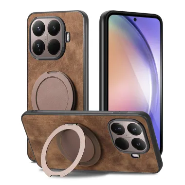 Coque Xiaomi 17T Simili Cuir Rétro Anneau Rotatif