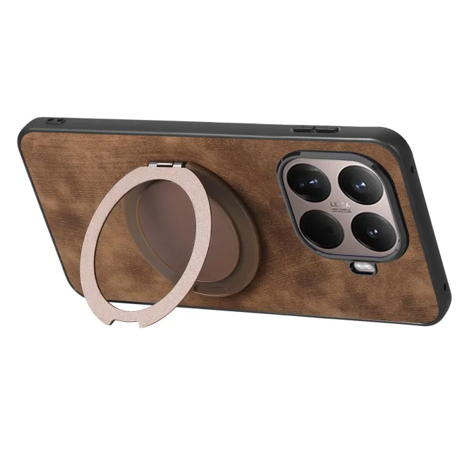 Coque Xiaomi 17T Simili Cuir Rétro Anneau Rotatif