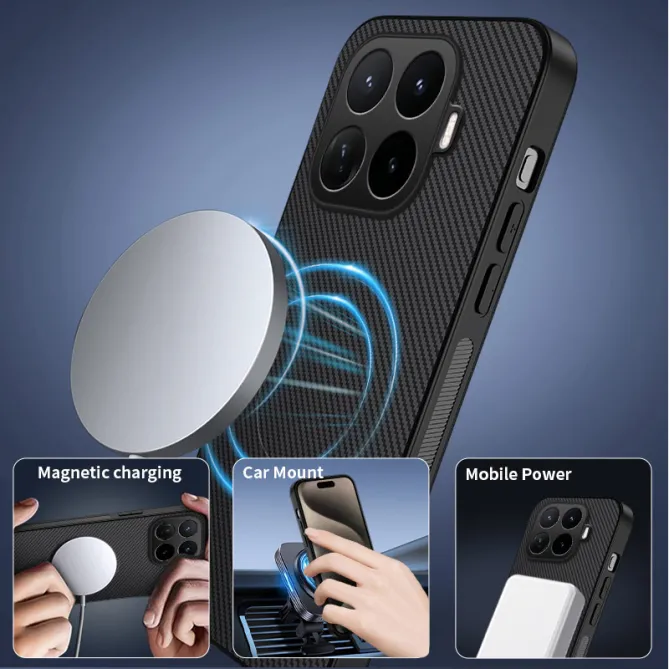 Coque Xiaomi 17T Fibre de Carbone Magnétique avec 2 Verres Trempés