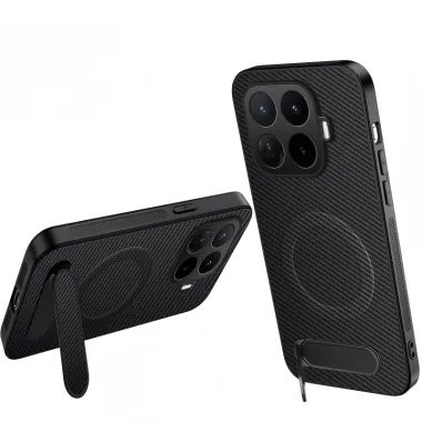 Coque Xiaomi 17T Fibre de Carbone Magnétique avec Support