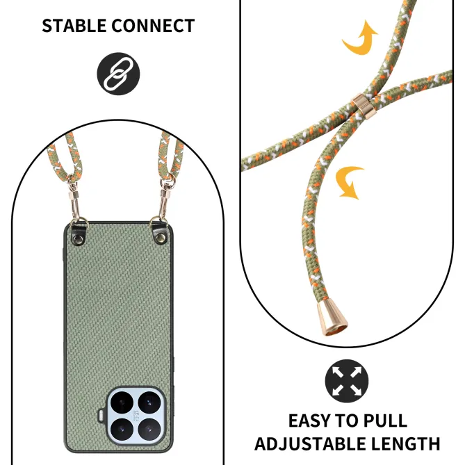 Coque Xiaomi 17T Texture Fibre de Carbone Cordon Ajustable