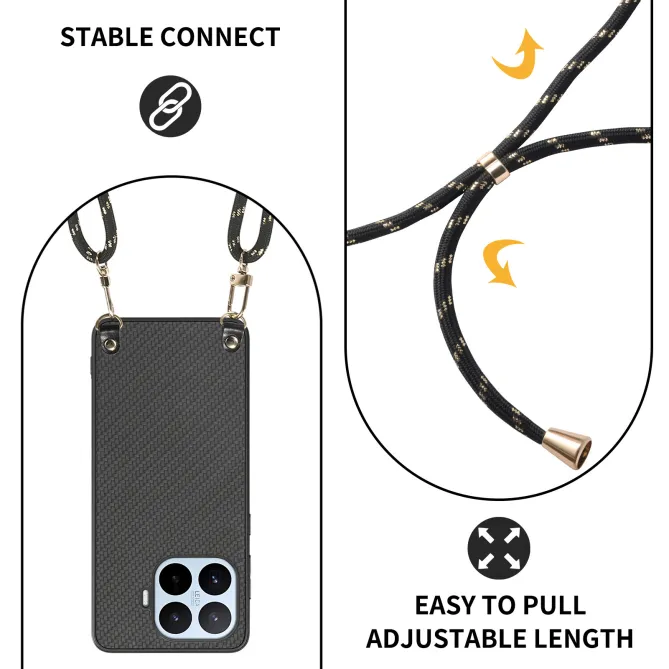 Coque Xiaomi 17T Texture Fibre de Carbone Cordon Ajustable