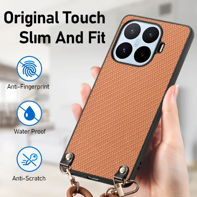 Coque Xiaomi 17T Texture Fibre de Carbone Cordon Ajustable