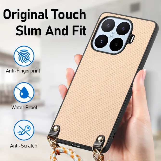 Coque Xiaomi 17T Texture Fibre de Carbone Cordon Ajustable