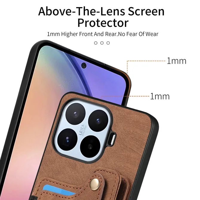 Coque Xiaomi 17T Simili Cuir Rétro Porte-Cartes RFID Anneau Rotatif