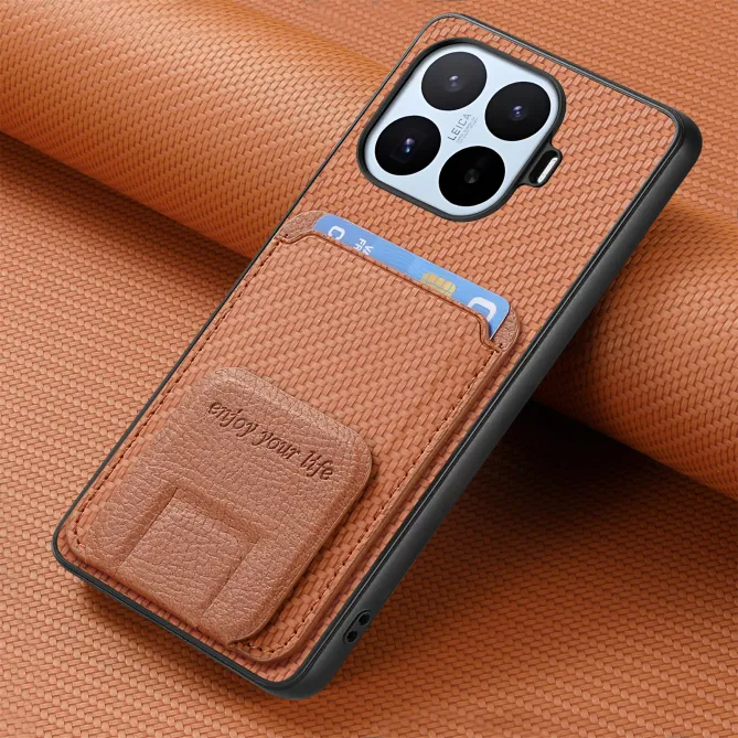 Coque Xiaomi 17T Fibre de Carbone Porte-Cartes Support Rabattable
