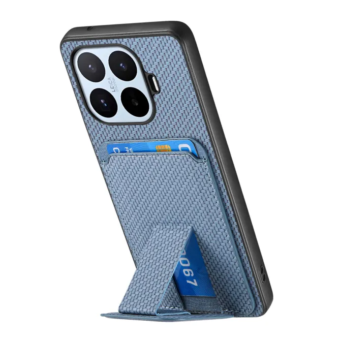 Coque Xiaomi 17T Fibre de Carbone Porte-Cartes Support Rabattable