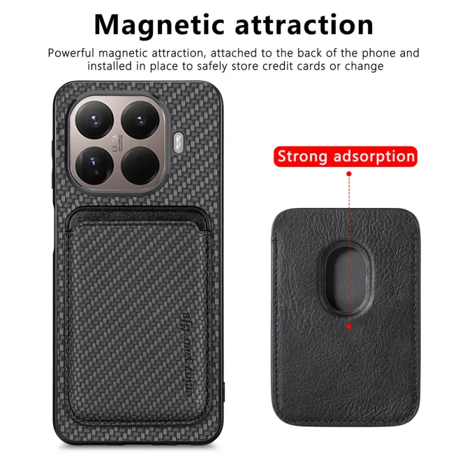 Coque Xiaomi 17T Fibre de Carbone Porte-Carte Détachable