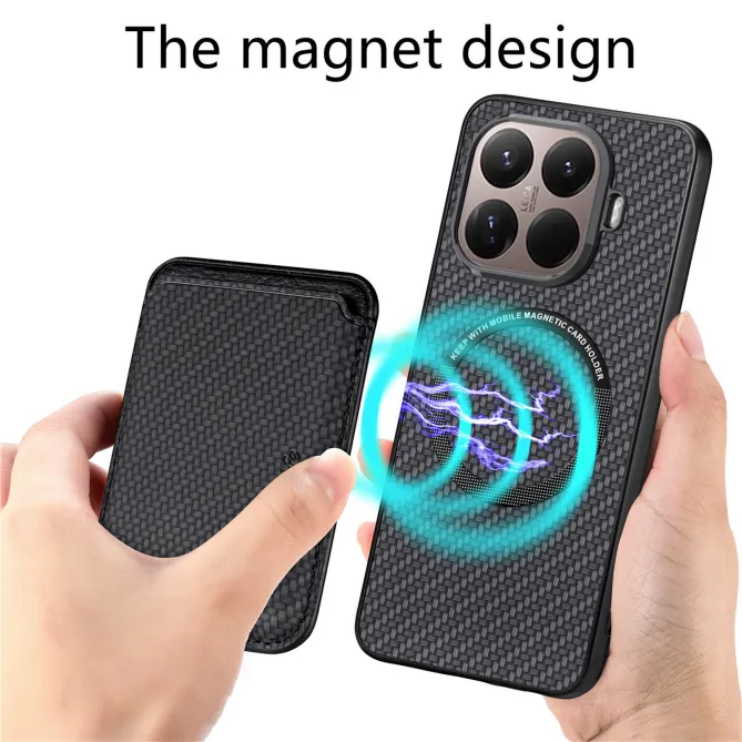 Coque Xiaomi 17T Fibre de Carbone Porte-Carte Détachable