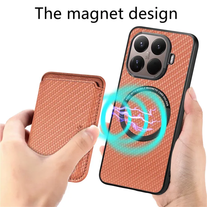 Coque Xiaomi 17T Fibre de Carbone Porte-Carte Détachable