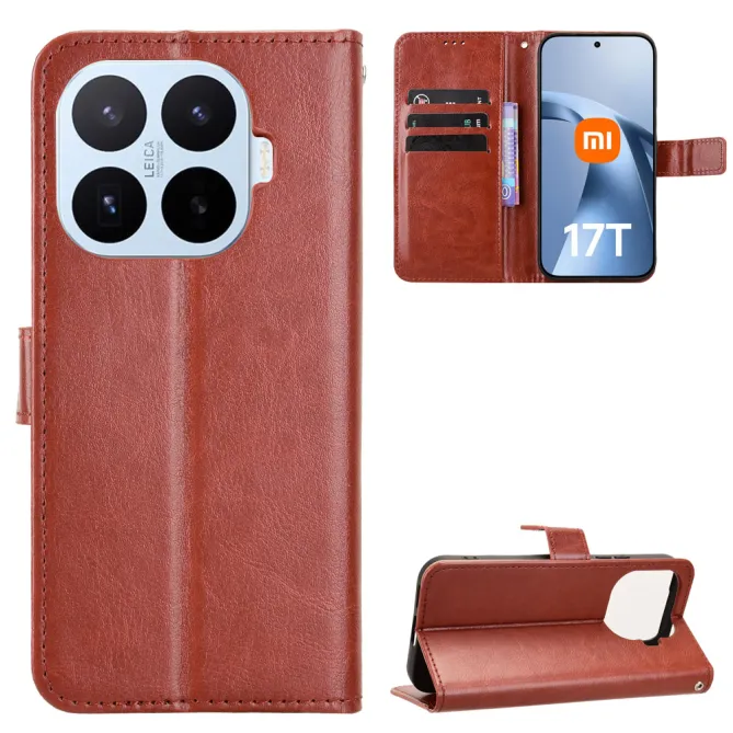 Housse Xiaomi 17T Pro Portefeuille Effet Cuir Patiné