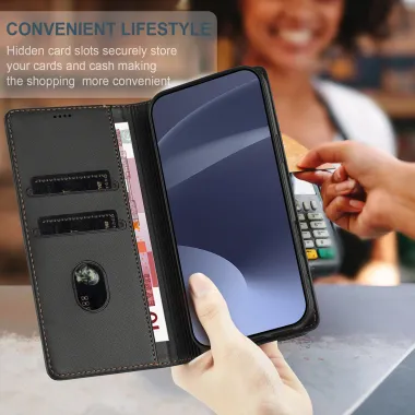 Flip Cover Xiaomi 17T Pro Lignes Structurées avec Porte-Cartes