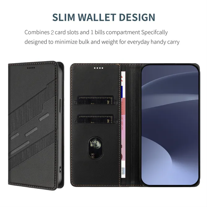 Flip Cover Xiaomi 17T Pro Lignes Structurées avec Porte-Cartes
