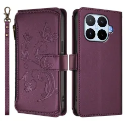 Housse Xiaomi 17T Pro Papillon Floral RFID Poche Zippée Dragonne