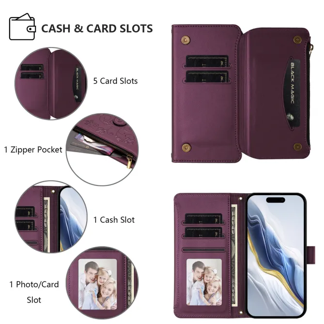 Housse Xiaomi 17T Pro Papillon Floral RFID Poche Zippée Dragonne