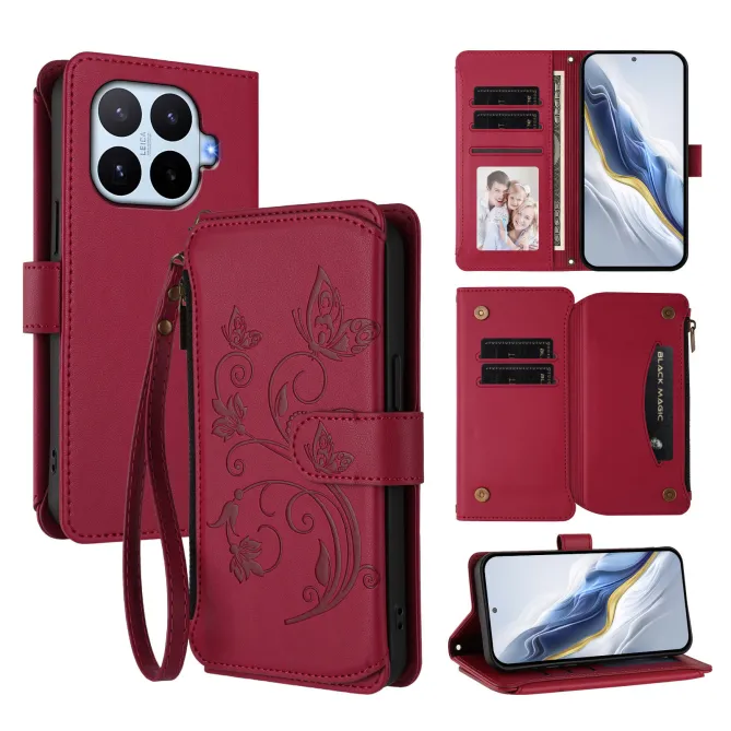 Housse Xiaomi 17T Pro Papillon Floral RFID Poche Zippée Dragonne