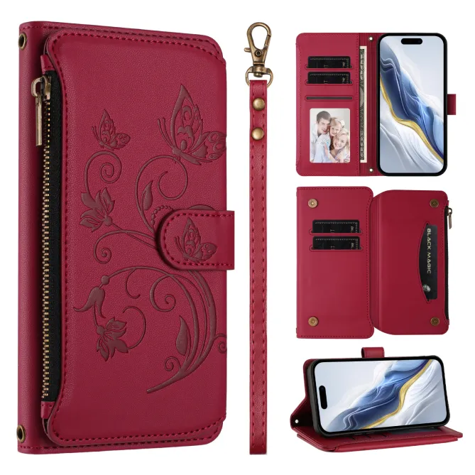 Housse Xiaomi 17T Pro Papillon Floral RFID Poche Zippée Dragonne
