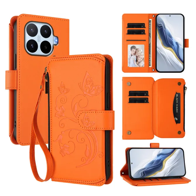 Housse Xiaomi 17T Pro Papillon Floral RFID Poche Zippée Dragonne