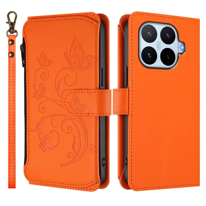 Housse Xiaomi 17T Pro Papillon Floral RFID Poche Zippée Dragonne