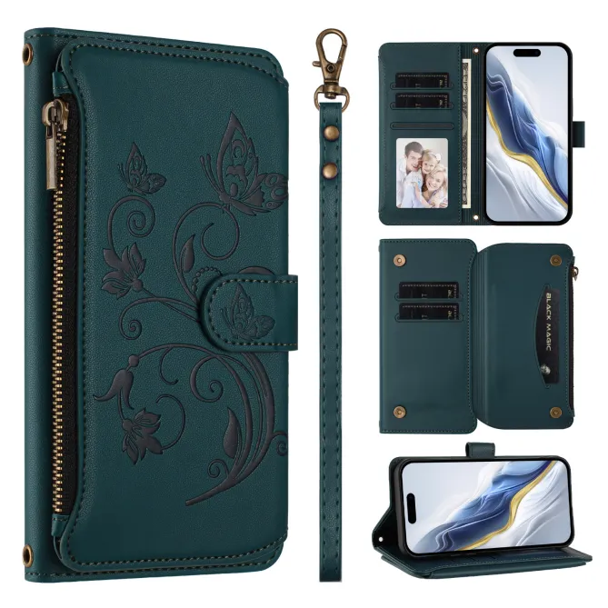Housse Xiaomi 17T Pro Papillon Floral RFID Poche Zippée Dragonne