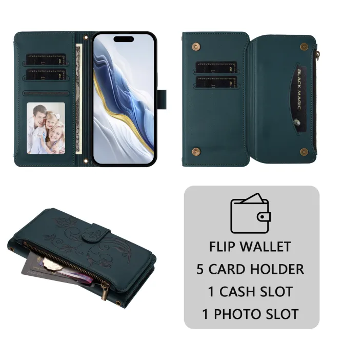 Housse Xiaomi 17T Pro Papillon Floral RFID Poche Zippée Dragonne