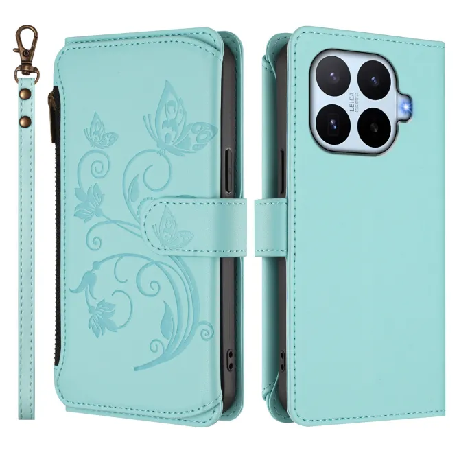 Housse Xiaomi 17T Pro Papillon Floral RFID Poche Zippée Dragonne