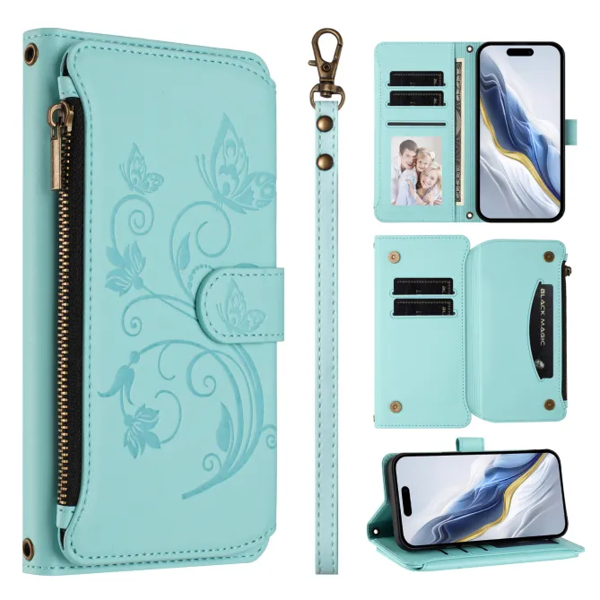 Housse Xiaomi 17T Pro Papillon Floral RFID Poche Zippée Dragonne