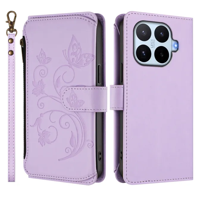 Housse Xiaomi 17T Pro Papillon Floral RFID Poche Zippée Dragonne