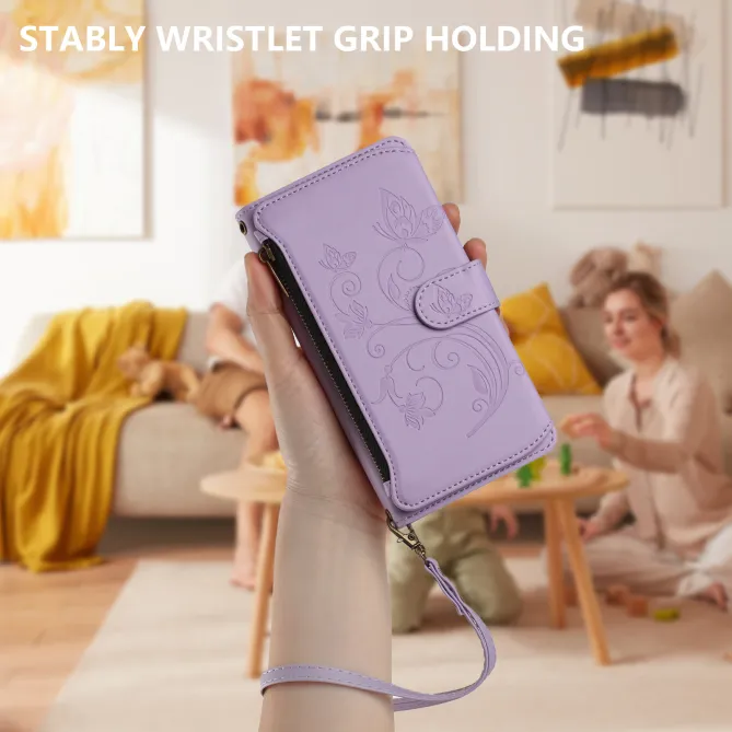 Housse Xiaomi 17T Pro Papillon Floral RFID Poche Zippée Dragonne