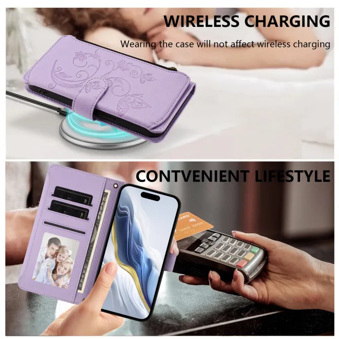 Housse Xiaomi 17T Pro Papillon Floral RFID Poche Zippée Dragonne