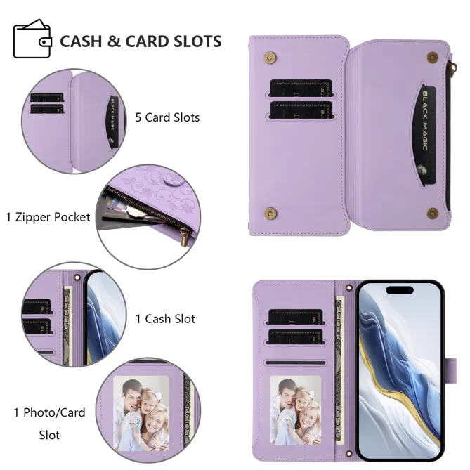 Housse Xiaomi 17T Pro Papillon Floral RFID Poche Zippée Dragonne