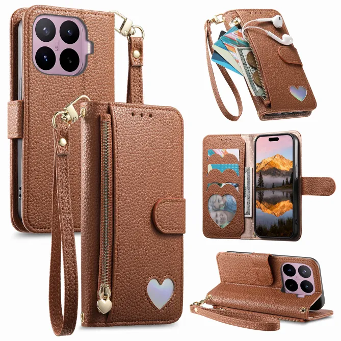 Housse Xiaomi 17T Pro Wallet Cœur Zippé
