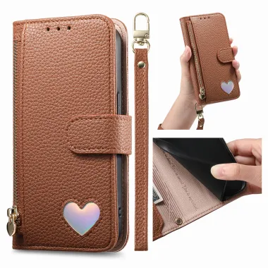 Housse Xiaomi 17T Pro Wallet Cœur Zippé
