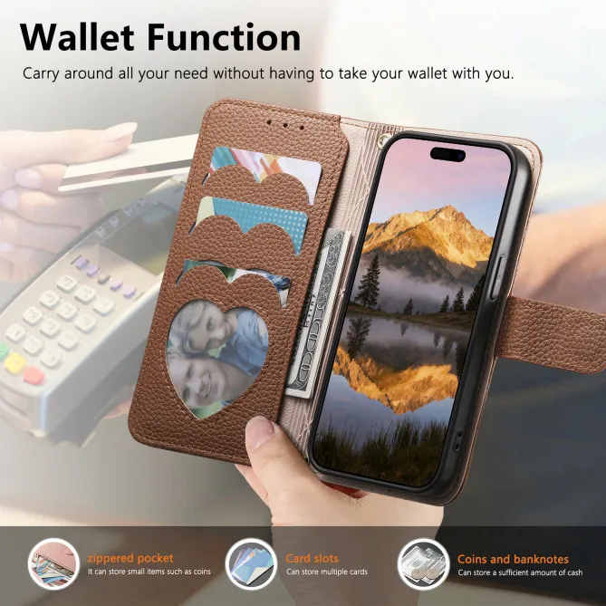 Housse Xiaomi 17T Pro Wallet Cœur Zippé