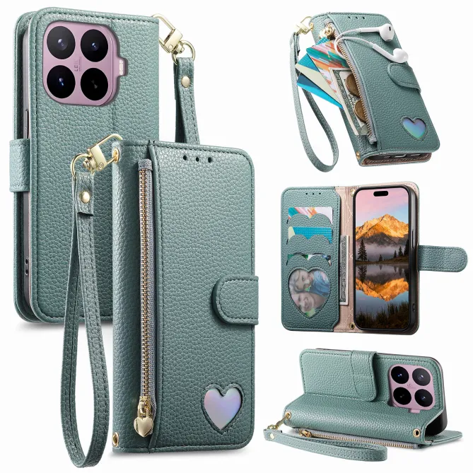 Housse Xiaomi 17T Pro Wallet Cœur Zippé