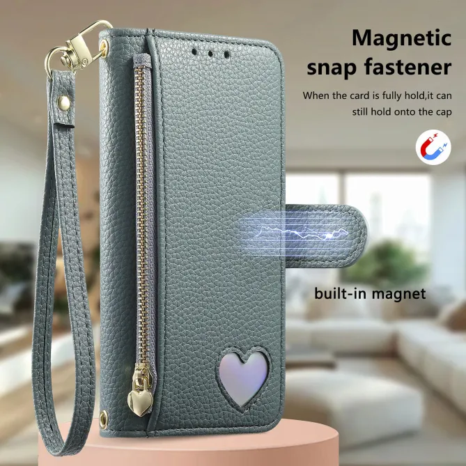 Housse Xiaomi 17T Pro Wallet Cœur Zippé